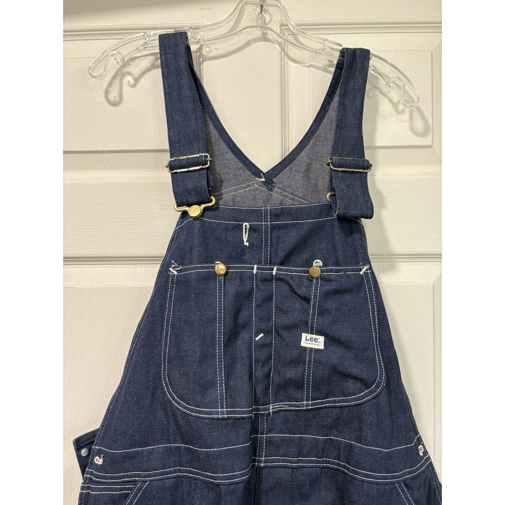Vintage Lee Jelt Sanforized Blue Jean Farm Trucker Bib Overalls Mens 44x32 USA